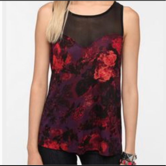 UO Daydreamer LA Mesh Inset Sweetheart Tank Top XS - Picture 5 of 5